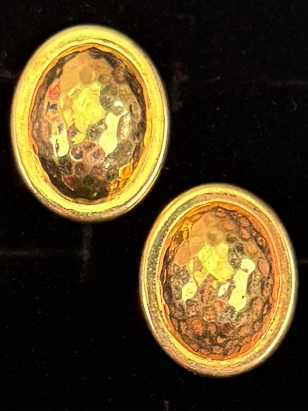Vintage Monet, goldtone, weighted hammered pierced earrings